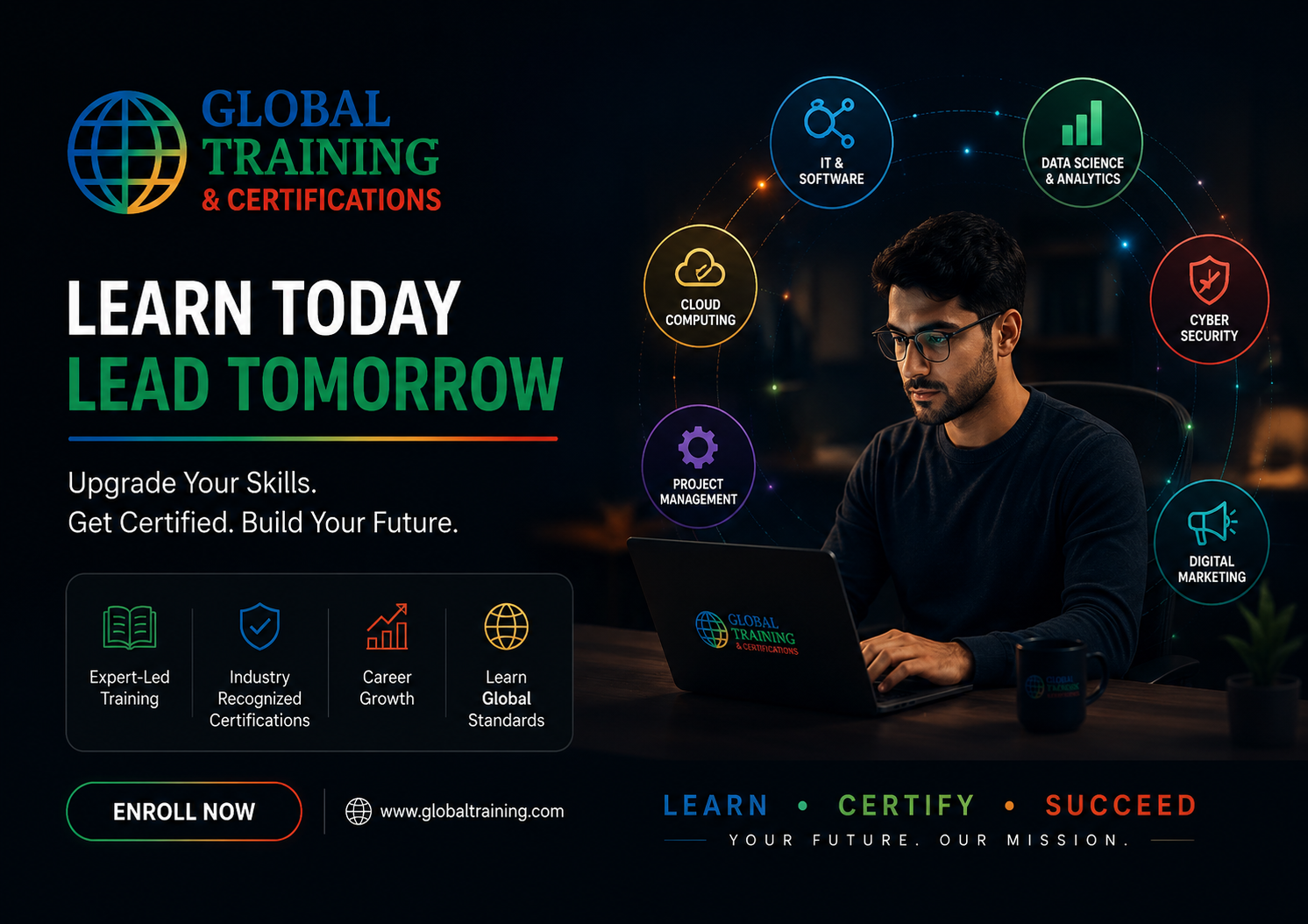 Global Training and Certifications IT training students learning cloud, cybersecurity and certification skills